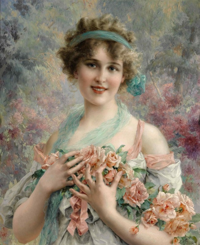 Young Beauty with Roses, c.1919, Oil on Canvas