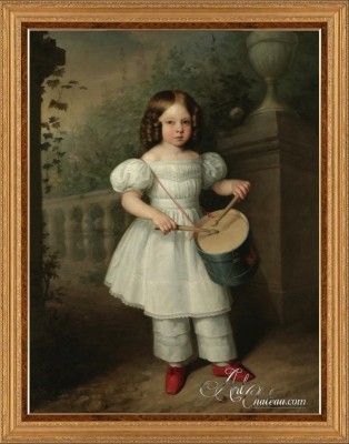 Nina, Playing a Drum, after Antonio María Esquivel