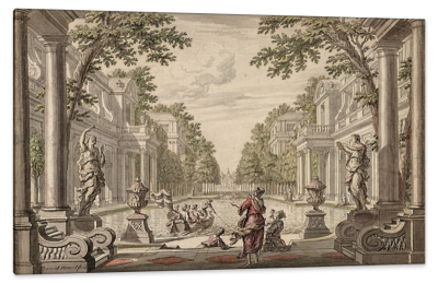 Tapestry Design of a Palace Garden, c.1720, Pen and Black Ink and Watercolor