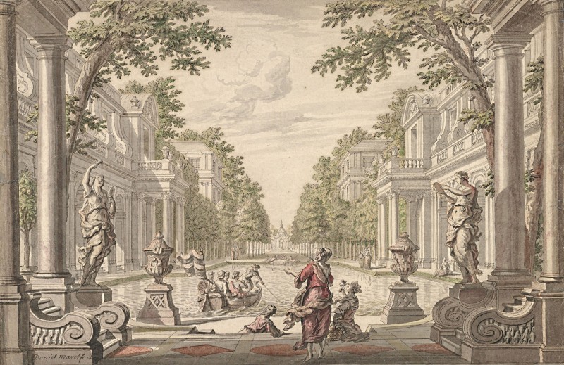 Tapestry Design of a Palace Garden, c.1720, Pen and Black Ink and Watercolor