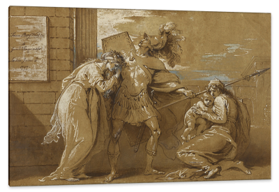 Hector Bidding Farewell to Andromache, c.1797, Pen, Brown Ink, and Blue, White Gouache