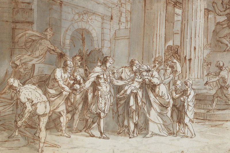 The Farewell Between Hector and Andromache, c.1785, Pen and Brown Ink, Grey Wash on Parchment