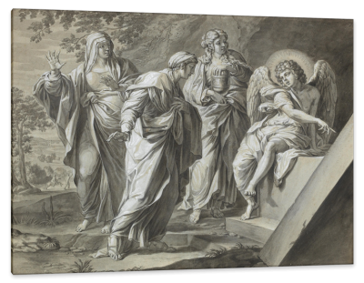 Three Holy Women at the Tomb of Jesus, c.1798, Pen with Black Ink, Grey and Brown Wash on Parchment