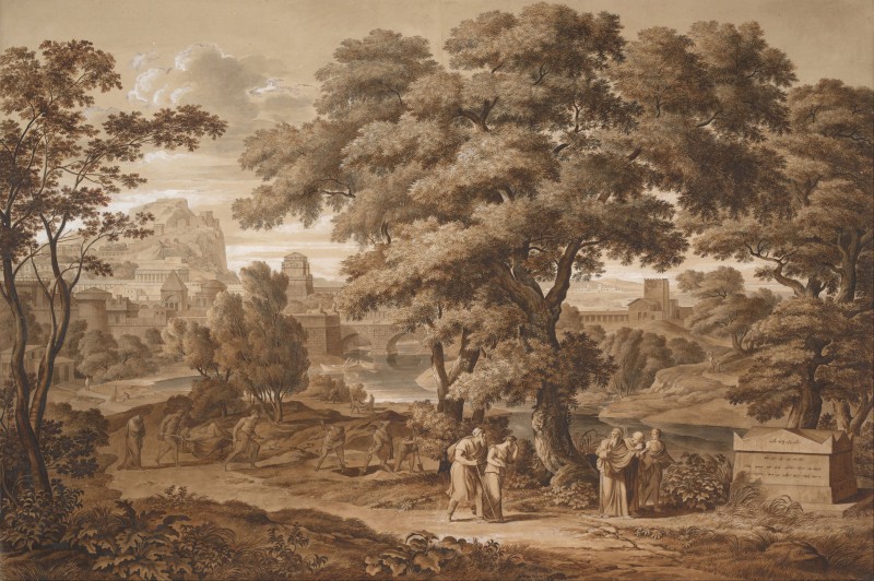 Oedipus and Antigone Leave Thebes, c.1797, Pen and Brush Wash