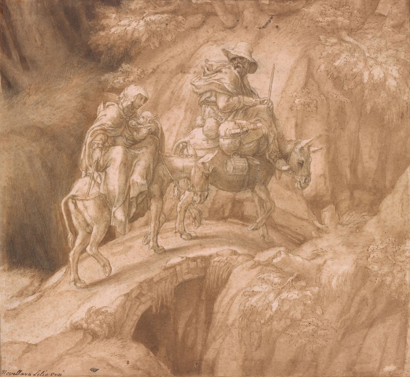 Flight into Egypt, c.1570, Pen and Brown Ink, Brown Wash