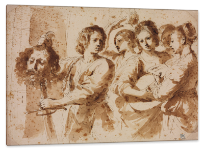 The Triumph of David, c.1636, Pen and Brown Ink with Color Wash
