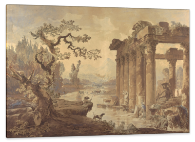 Landscape with Ruins, c.1772, Pen and Brown Ink on Parchment