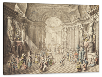 Masquerade, c.1780, Pen and Black Ink, Gray Wash, Watercolor on Parchment