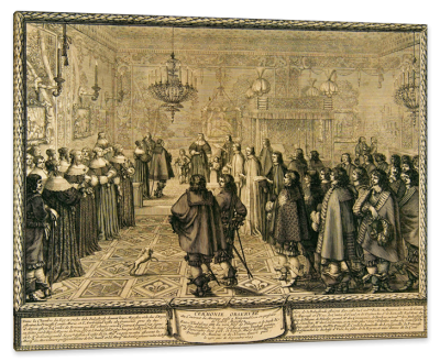 Ceremony Marriage Wladyslaw IV and Marie Louise Gonzaga at Fontainebleau, c.1645, Engraving