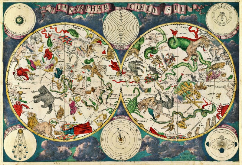 17th Century Celestial Map, c.1629, Engraving on Parchment