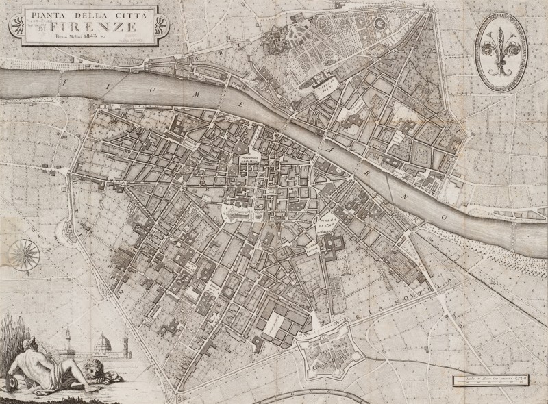 City Map of Florence English, c.1840, Engraving on Parchment 