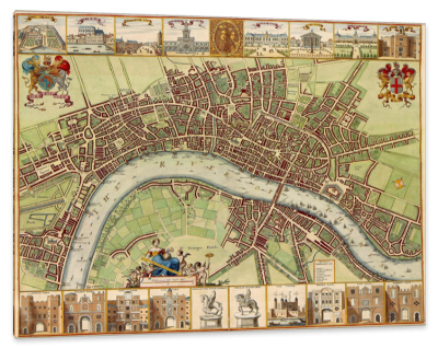 17th Century Map of London, c.1640, Engraving on Parchment