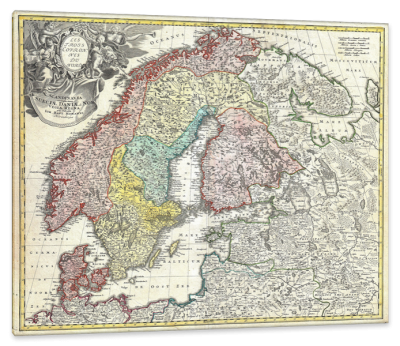 Scandinavia, Including Denmark, Norway, Sweden, Finland and the Baltic States, c.1730, Engraving on Parchment