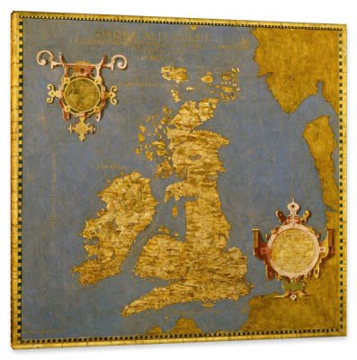 16th Century Map of Great Britain and Ireland, c.1565, Oil Painting on Wood