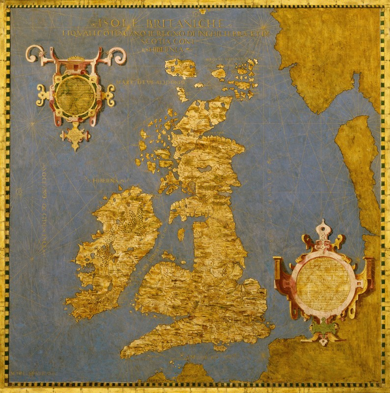 16th Century Map of Great Britain and Ireland, c.1565, Oil Painting on Wood