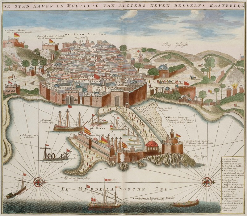 Port of Algiers During the Ottoman Regency, c.1720, Colored Pencil on Parchment