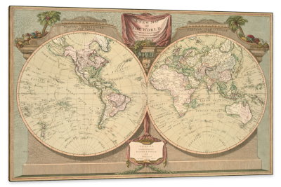 New World Map, with Captain Cook's Discoveries, c.1812, Copy