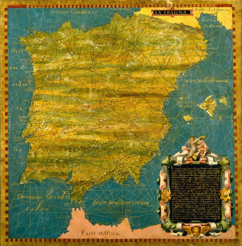Map of Spain, c.1578, Oil Painting on Wood