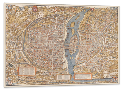 Map of Paris, France, c.1550, Engraving on Wood Panel