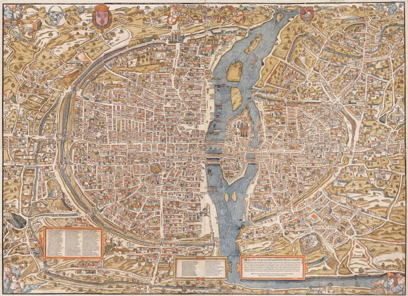 Map of Paris, France, c.1550, Engraving on Wood Panel