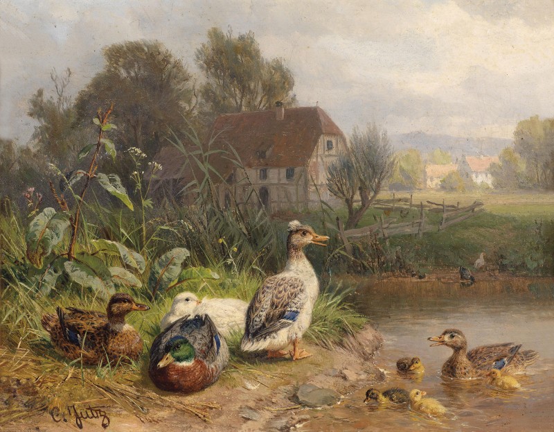 Ducks at a Pond, c.1870, Oil on Canvas