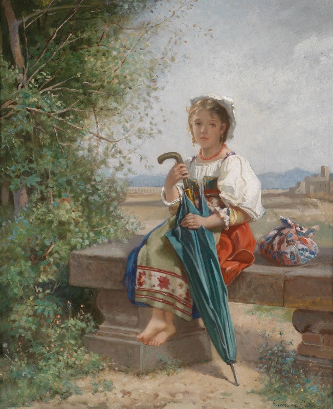 Roman Girl Resting in a Landscape in the Campagna, c.1875, Oil on Canvas