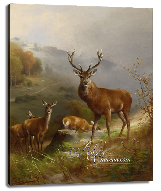 Mountain Red Deer, after German artist Anton Schmitz