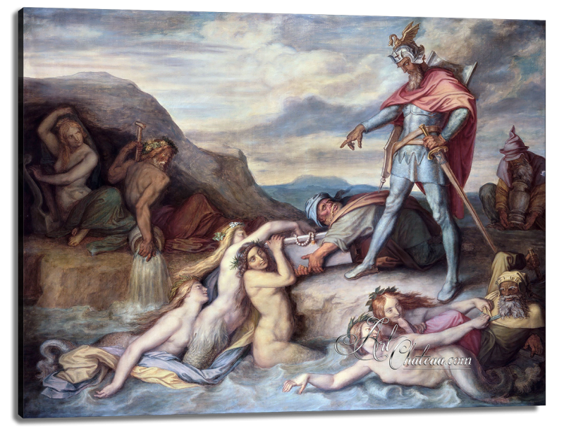 Hagen Sinks the Nibelungen Treasure into the River Rhine