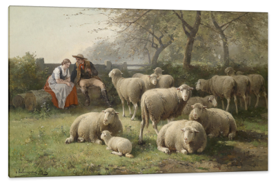 Couple Resting beside a Flock of Sheep, c.1886, Oil on Canvas