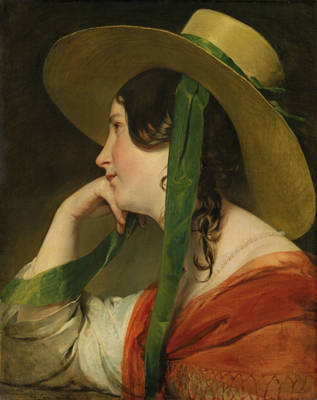 Girl with Straw Hat, c.1835, Oil on Canvas