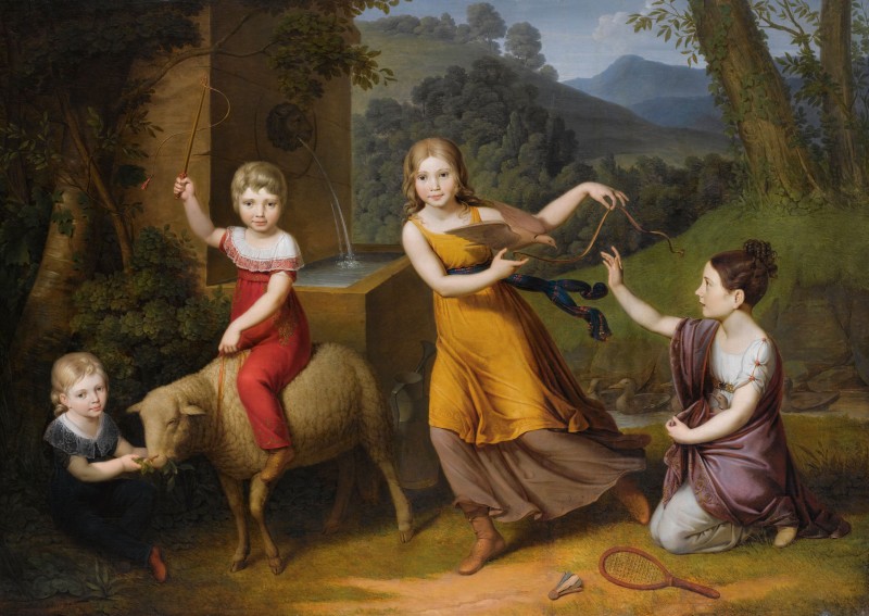 The Children of Anton Peeter with Sheep and Turtle Doves, c.1828, Oil on Canvas