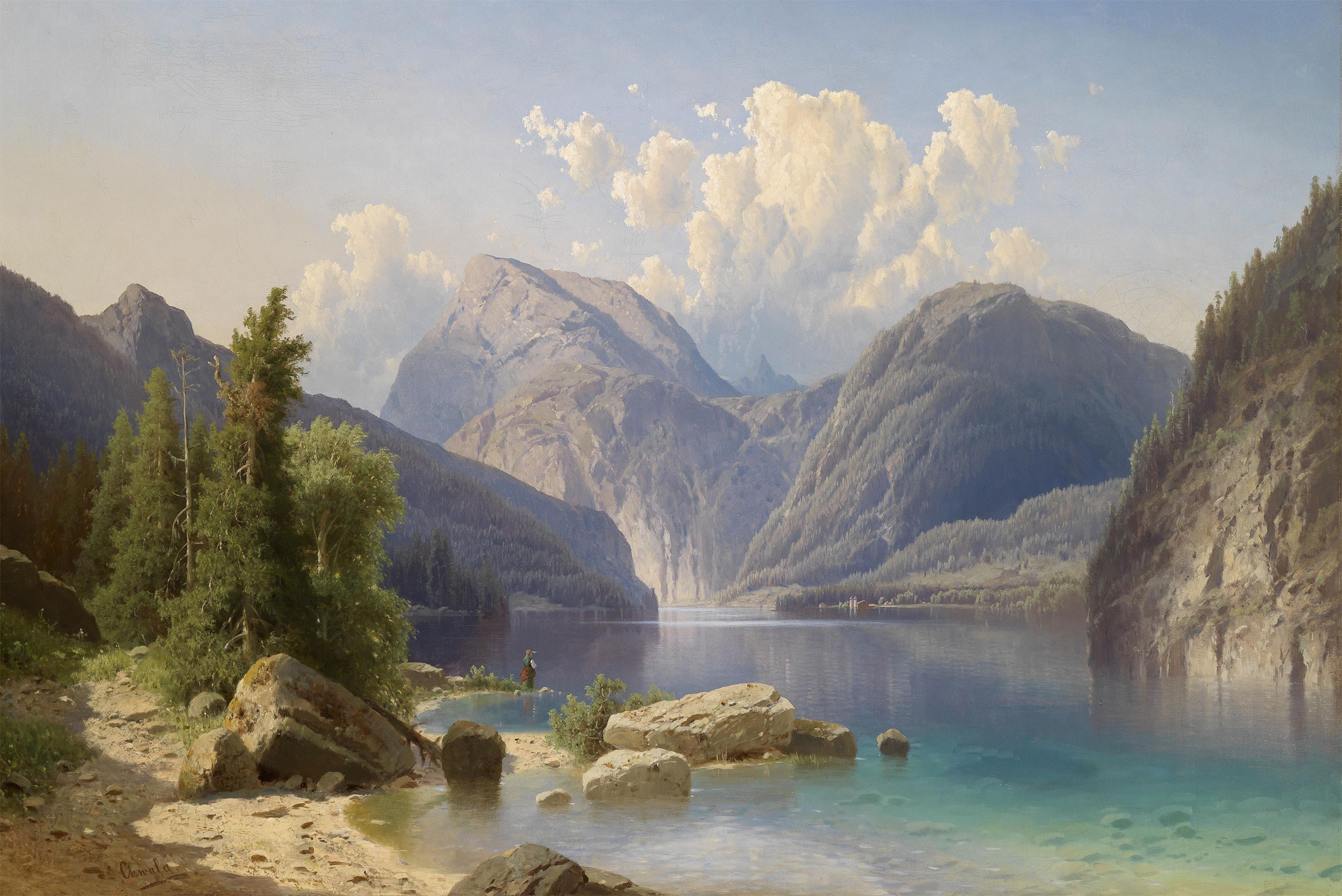 View of the Konigssee, c.1870, Oil on Canvas