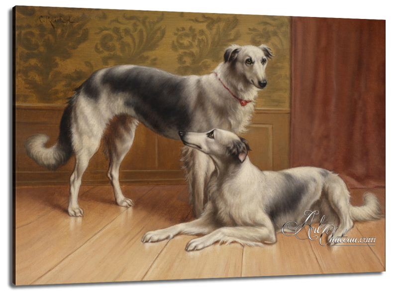 British Heritage Design painting, Two GrayHounds