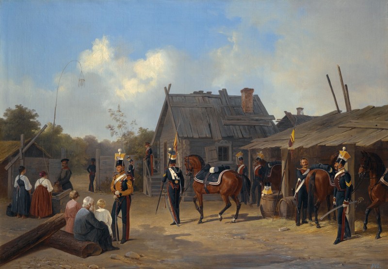 Soldiers Bivouacking in a Village, c.1843, Oil on Canvas