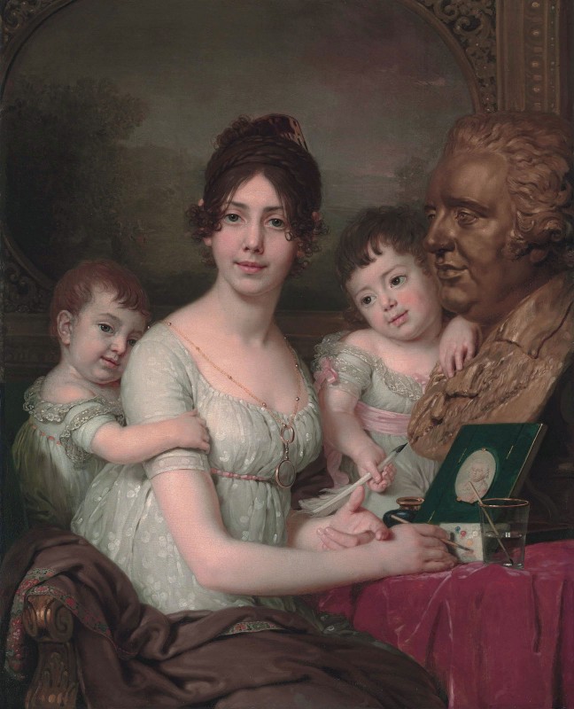 Countess Liubov Bezborodko with Children Aleksandr and Grigorii, c.1800, Oil on Canvas