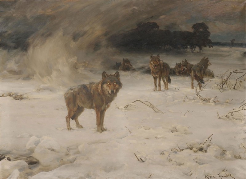 Wolves in a Snowstorm, c.1890, Oil on Canvas