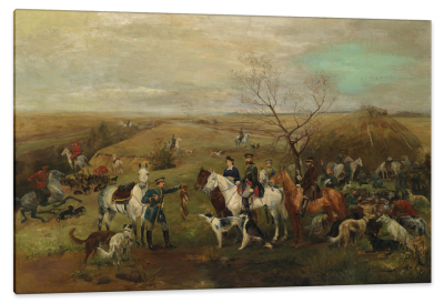 Hunting Party with Tsar Alexander III Fox Hunting, c.1886, Oil on Canvas