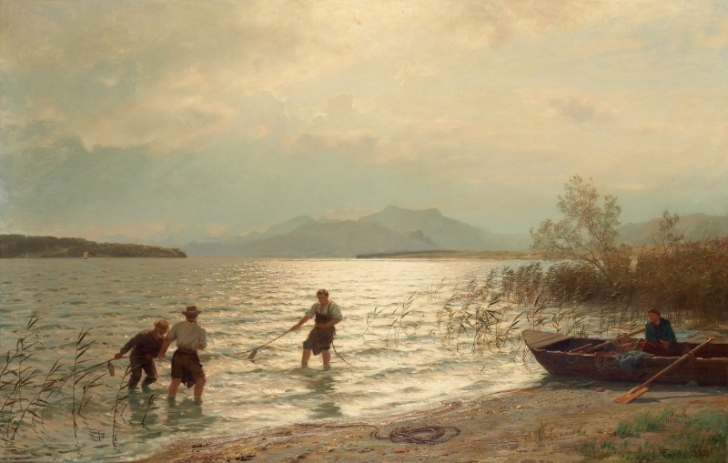 Fishing by the Sea Shore, c.1900, Oil on Canvas