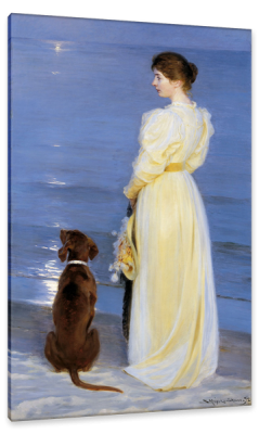 Summer Evening at Skagen, The Artist's Wife and Dog by the Shore, c.1892, Oil on Canvas