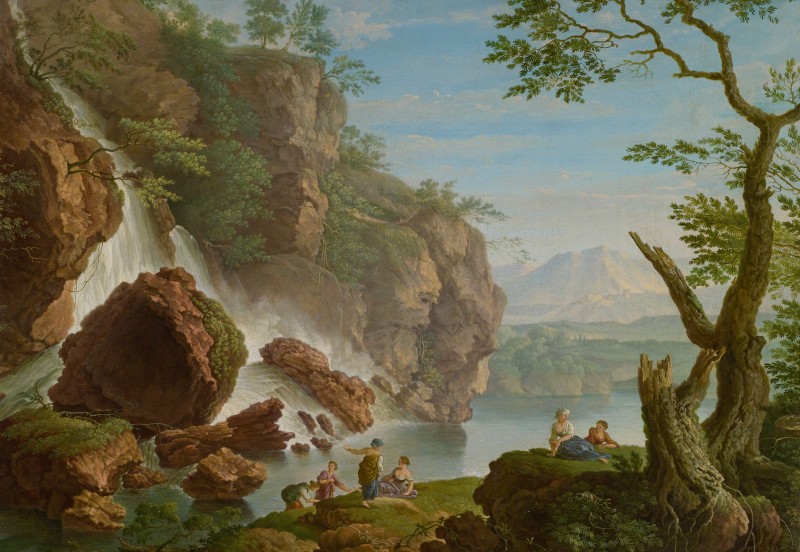 Bathers near a Waterfall, c.1750, Oil on Canvas