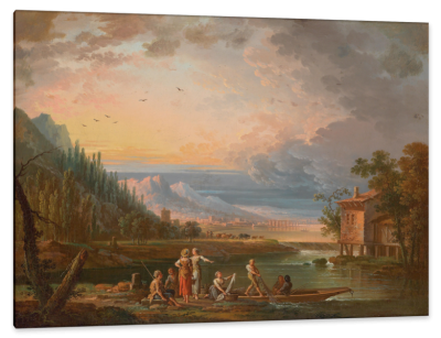 An Arcadian Landscape with Fishermen, c.1780, Oil on Canvas