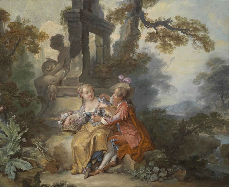 Gallant Scene with a Shepherdess and a Nobleman, c. 1750, Oil on Canvas 