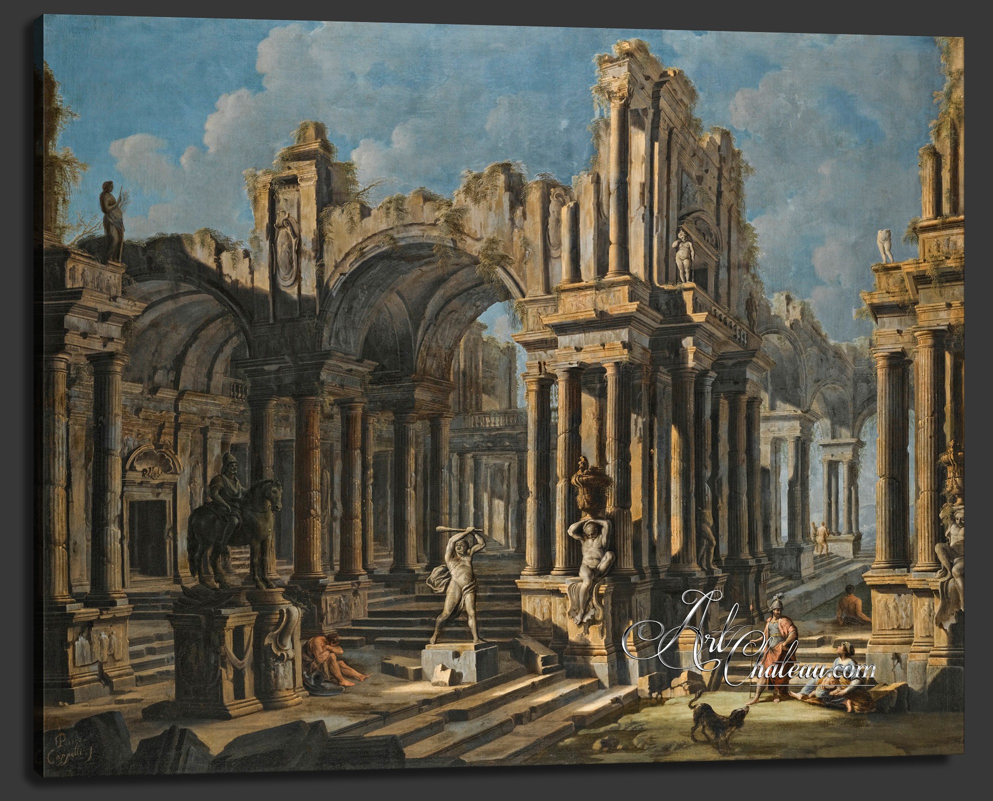 Architectural Capriccio with a Statue of Hercules, after Pietro Capelli