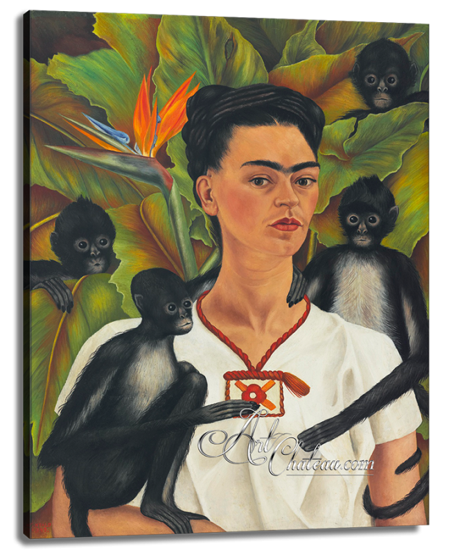 Self-Portrait With Monkeys, after Frida Kahlo