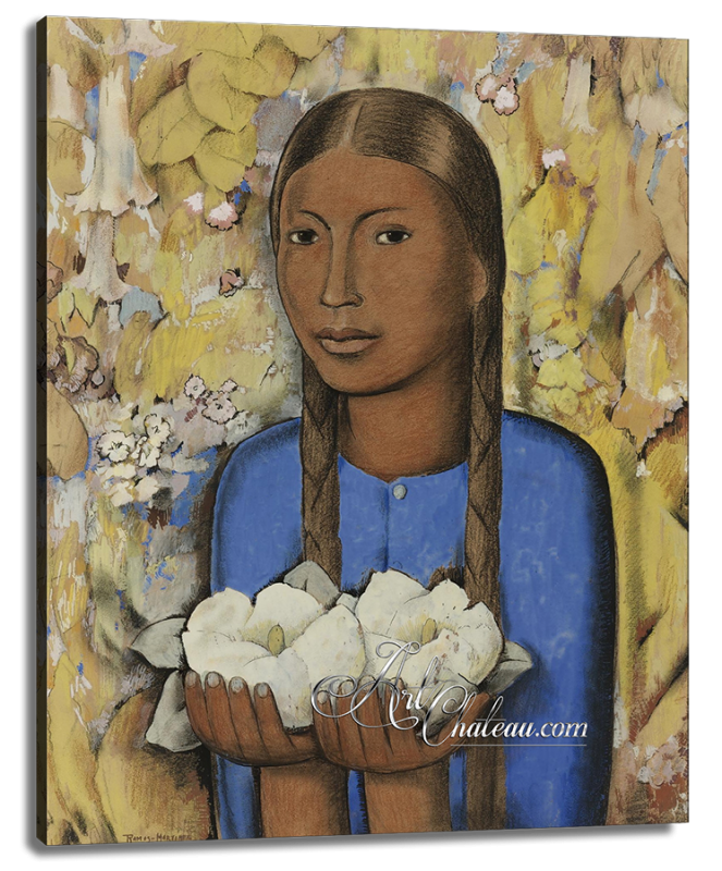 The Girl of the White Flowers, after Alfredo Ramos Martínez