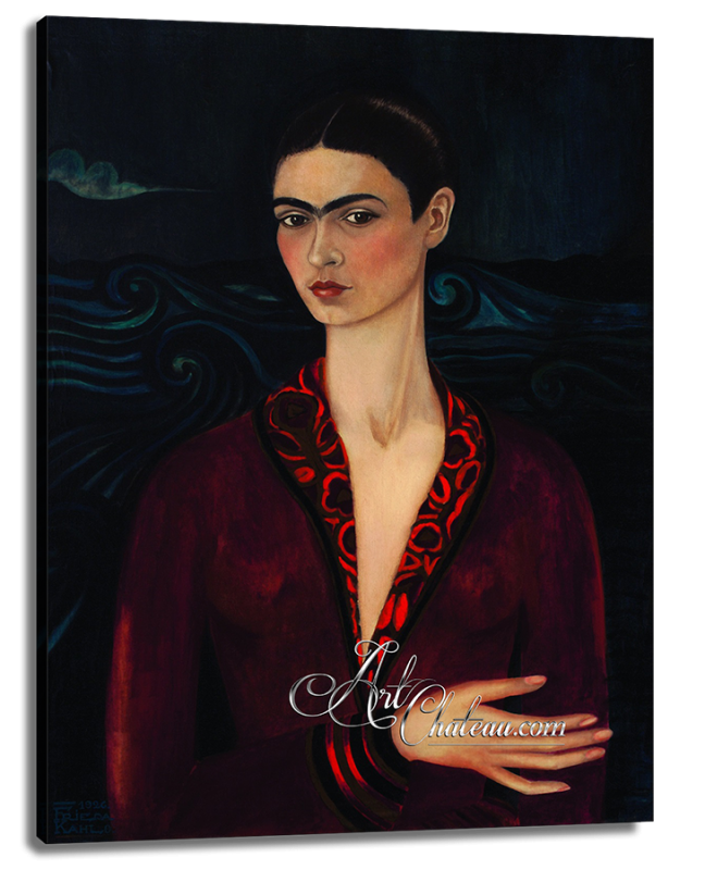 Self-Portrait in a Velvet Dress, after Frida Kahlo