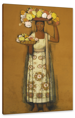 Woman with Flowers, c.1935, Gouache and Ink on Parchment