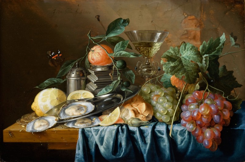 Still Life with Oysters and Grapes, c.1660, Oil On Panel