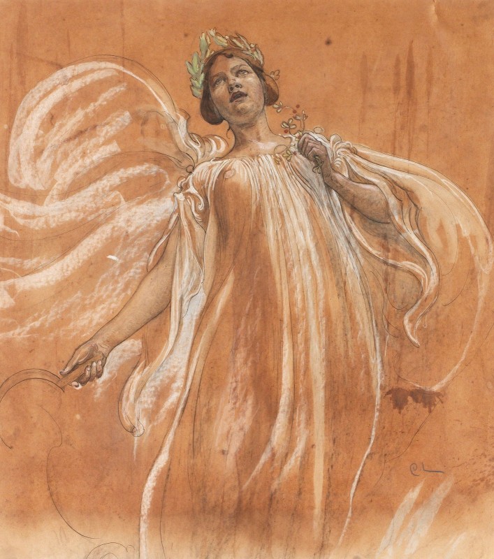 Study of Jenny Lind, c.1900, Pastel on Brown Parchment