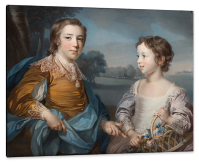 Portrait of Joseph Gulston and his Sister Julia, c.1754, Pastel on Blue Paper